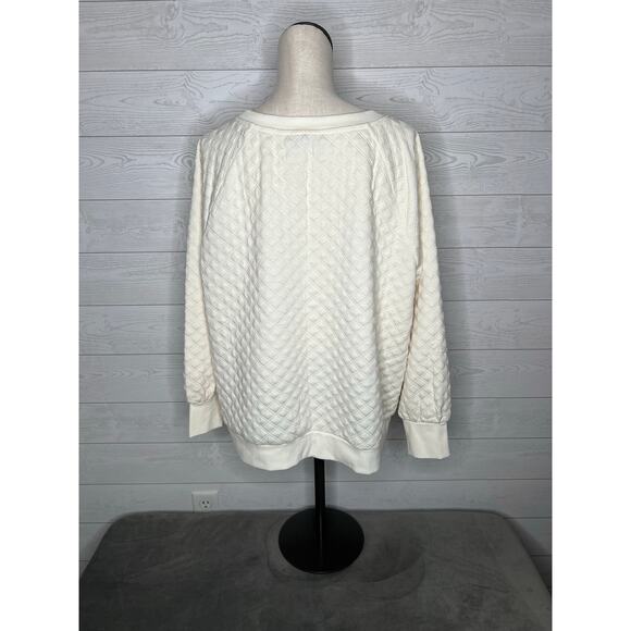 Loft Ivory quilted knit long sleeve sweater Size XXL NWT - Picture 3 of 6